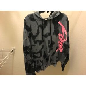 Pink tye dye cropped hoodie